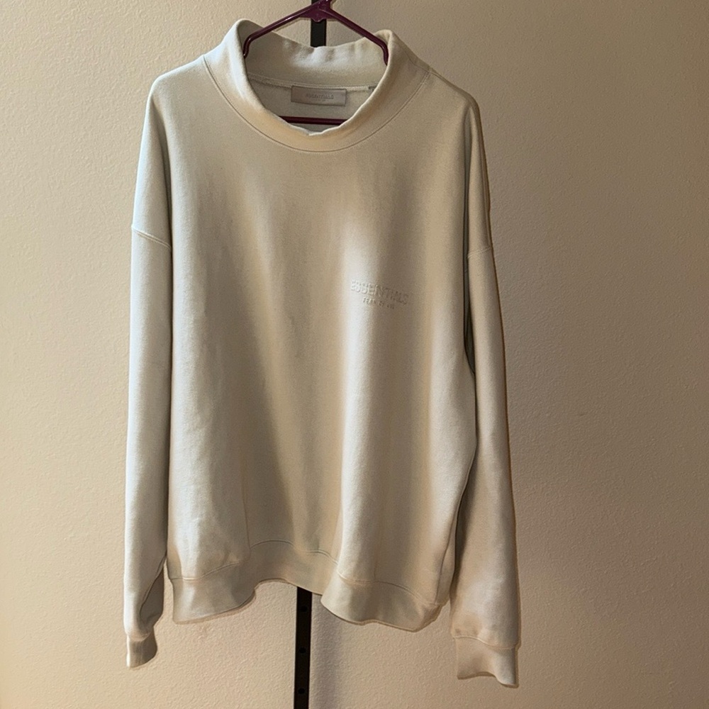 Fear of God Essentials Beige Mock Neck Sweatshirt Oversized Minimalist Sz L